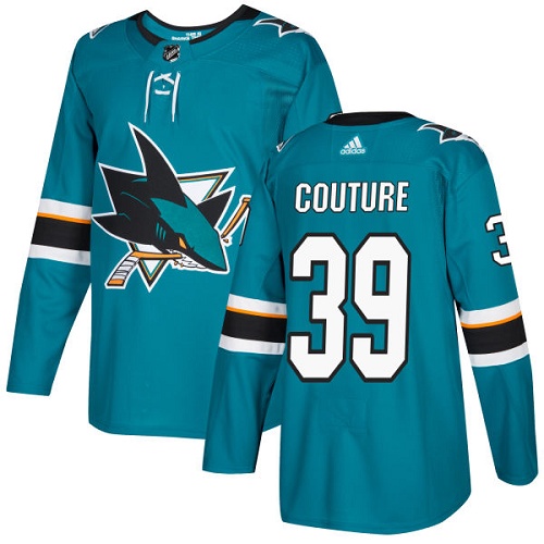 Adidas Men San Jose Sharks 39 Logan Couture Teal Home Authentic Stitched NHL Jersey
